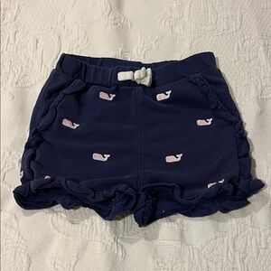 Vineyard Vines Navy Kids Shorts with Pink Whales